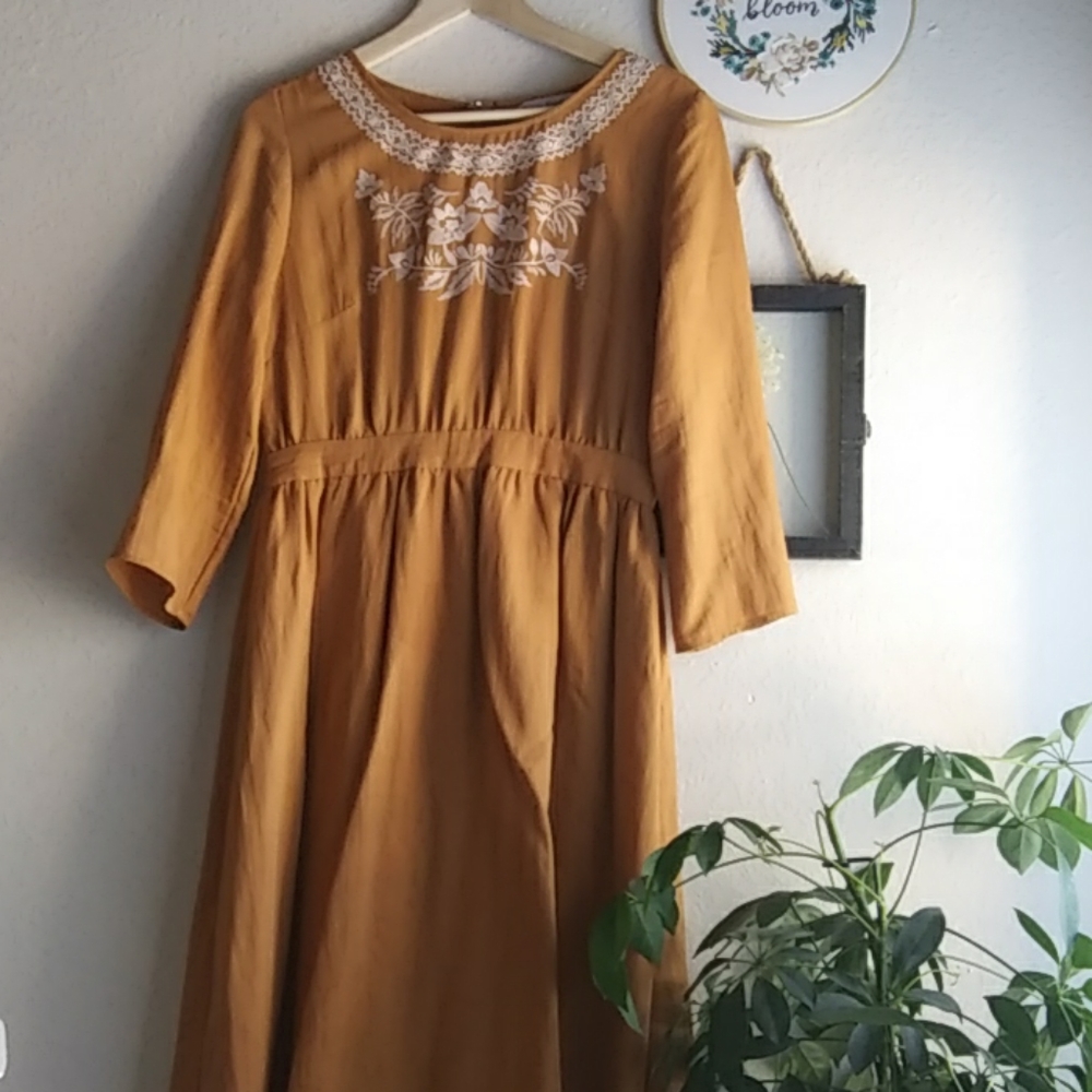 Embroidered Fitted Waist Stevie Hender Dress